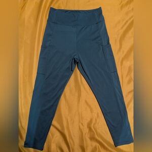 PBX Pro Blue Activewear Leggings With Pockets- Capri Length